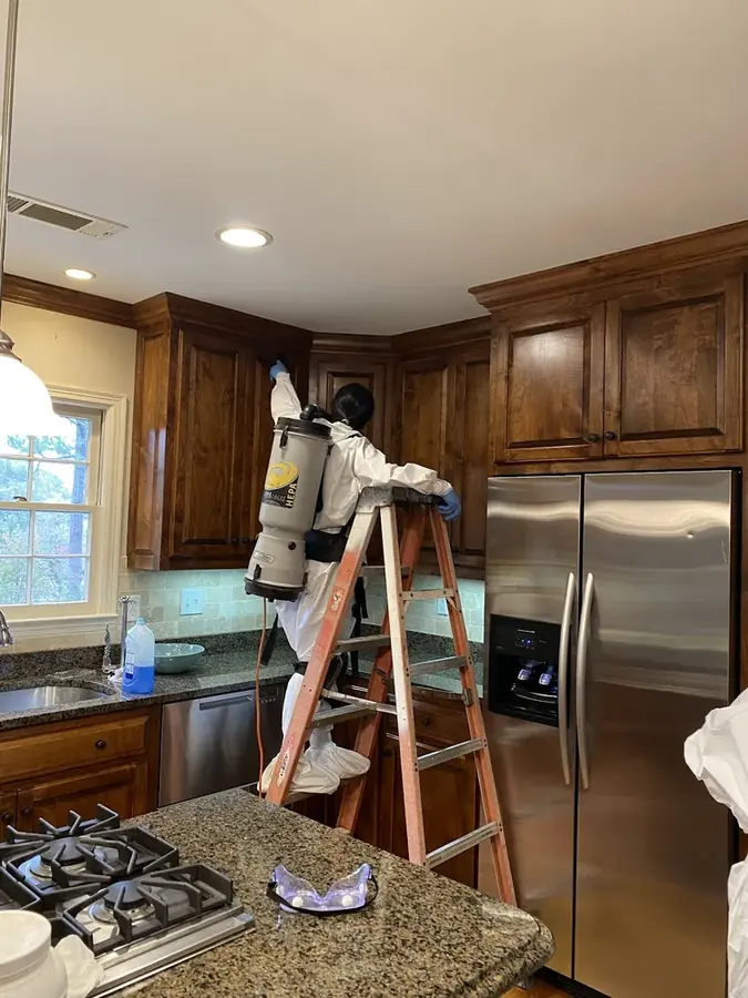 Drying equipment in a water-damaged Grovetown kitchen